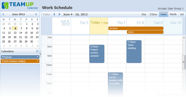 Teamup calendar