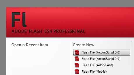 Creating a new AS3 file.