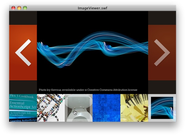 The UI working in sync. Note the last thumbnail is selected, and the next button is disabled.